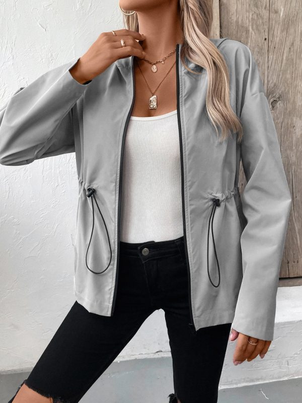 Ivy Lane Drawstring Zip Up Hooded Jacket Online Sale