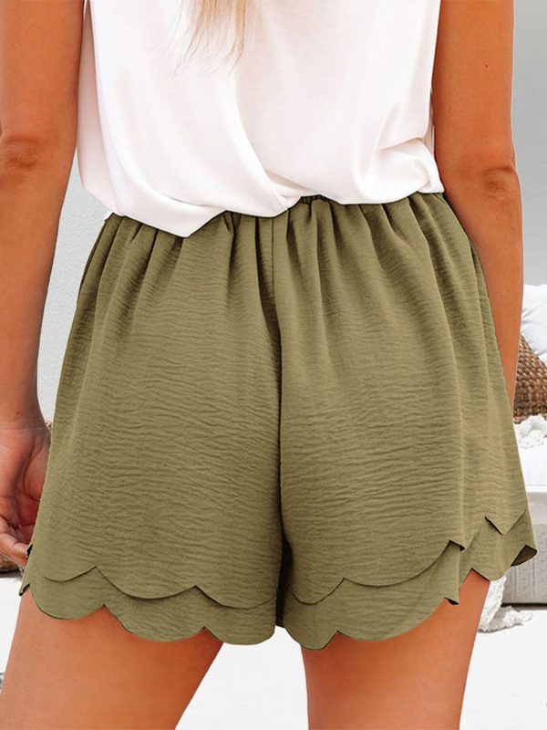 Tied Layered Scalloped Hem Shorts For Sale