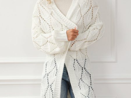 Openwork Open Front Dropped Shoulder Cardigan For Sale