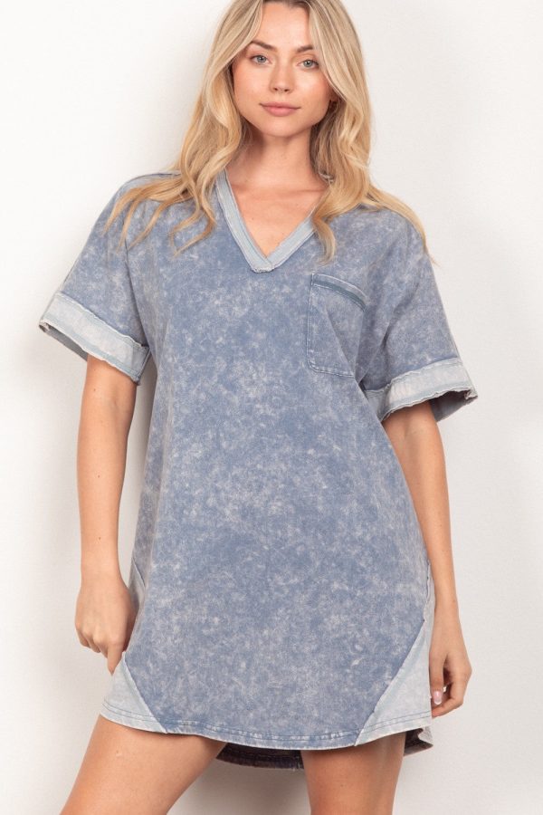 VERY J Short Sleeve V-Neck Tee Dress Hot on Sale