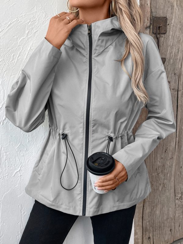 Ivy Lane Drawstring Zip Up Hooded Jacket Online Sale