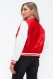 Love Me Now PU Leather Contrast Snap Down Bomber Jacket Hot on Sale