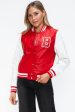 Love Me Now PU Leather Contrast Snap Down Bomber Jacket Hot on Sale