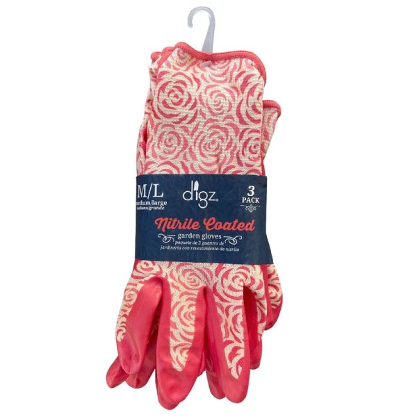 Digz Women s Indoor Outdoor Gardening Gloves Pink M L 3 pair Online